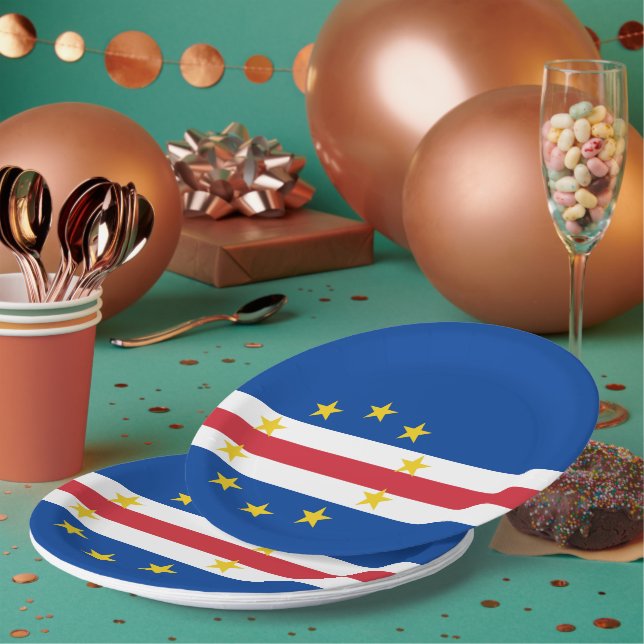 Cape Verde flag Paper Plates (Multi)