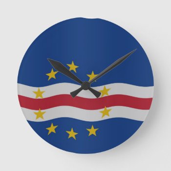 Cape Verde Flag Round Clock by Funkyworm at Zazzle