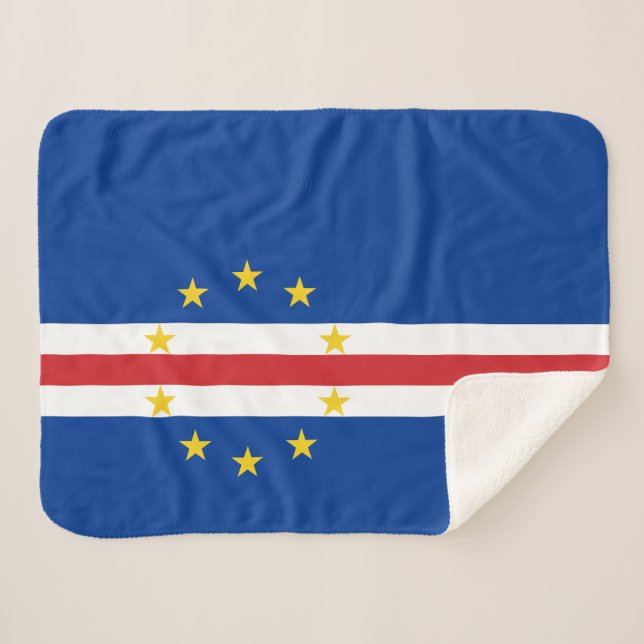 Cape Verde Flag Sherpa Blanket (Front (Horizontal))