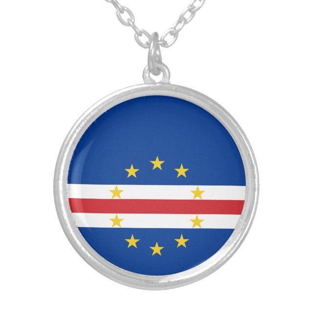 Cape Verde Flag Silver Plated Necklace (Front)