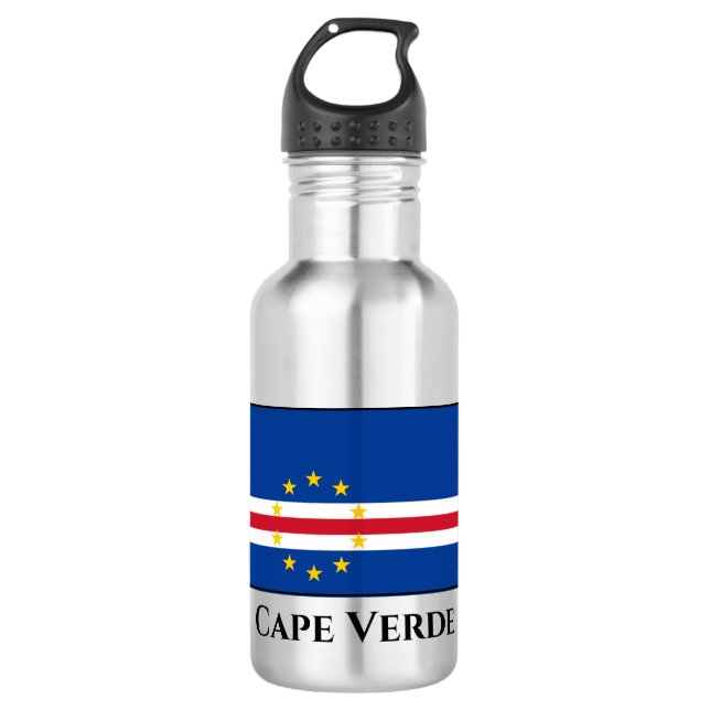 Cape Verde Flag Stainless Steel Water Bottle (Front)