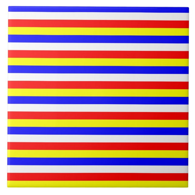 Cape Verde flag stripes country pattern symbol Ceramic Tile (Front)