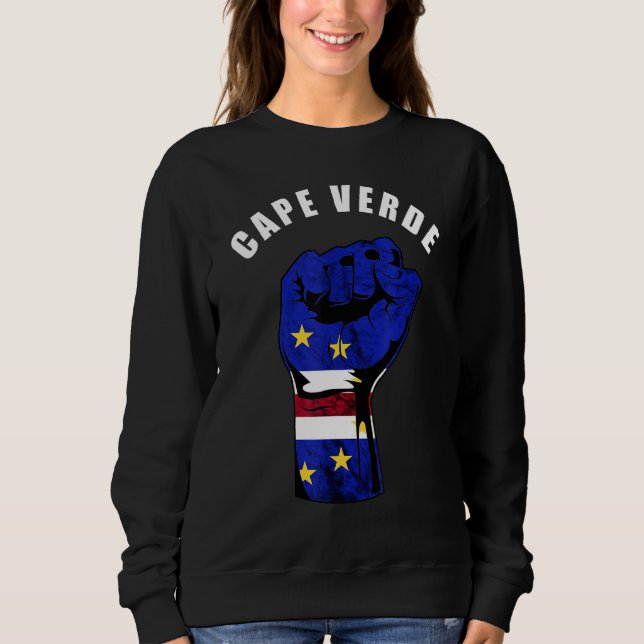 Cape Verde Handfist Cape Verdean Pride Cabo Roots  Sweatshirt (Front)