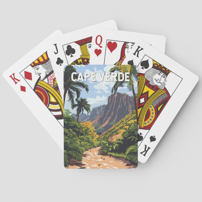 Cape Verde Illustration Travel Art Vintage Poker Cards (Back)