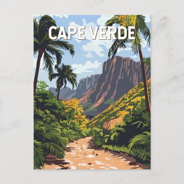 Cape Verde Illustration Travel Art Vintage Postcard (Front)