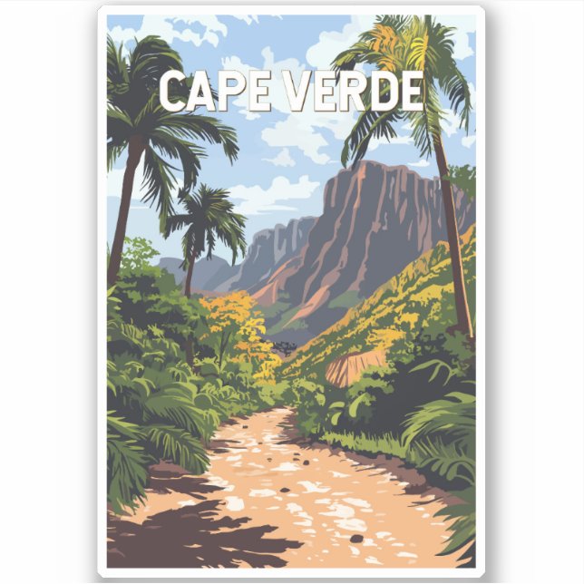 Cape Verde Illustration Travel Art Vintage Sticker (Front)