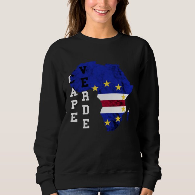 Cape Verde Map Cape Verdian Roots Archipelago Isla Sweatshirt (Front)