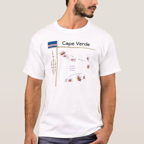 Cape Verde Map  Flag  Title T_Shirt