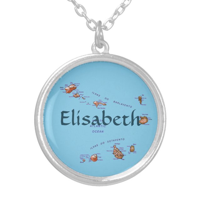 Cape Verde Map + Name Necklace (Front)