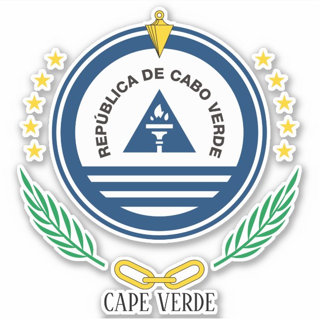Cape Verde National Emblem Patriotic Sticker (Front)