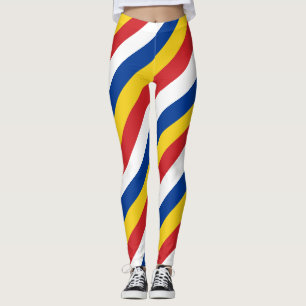 Cape Verde National Flag Colors Diagonal Striped Leggings