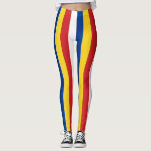 Cape Verde National Flag Colors Vertical Striped Leggings