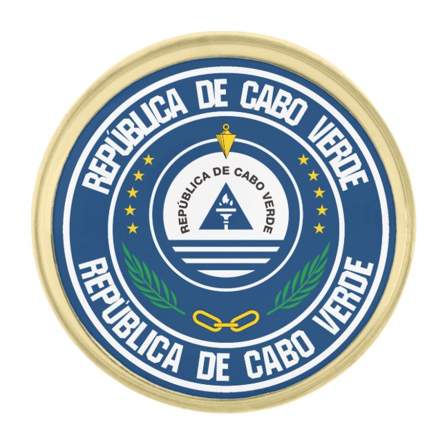 Cape Verde Round Emblem Gold Finish Lapel Pin (Front)