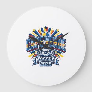 Cape Verde Soccer 2026 Soccer Bold Country Typogra Large Clock