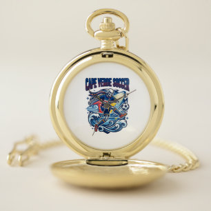 Cape Verde Soccer Skeleton Striker Nations Premium Pocket Watch
