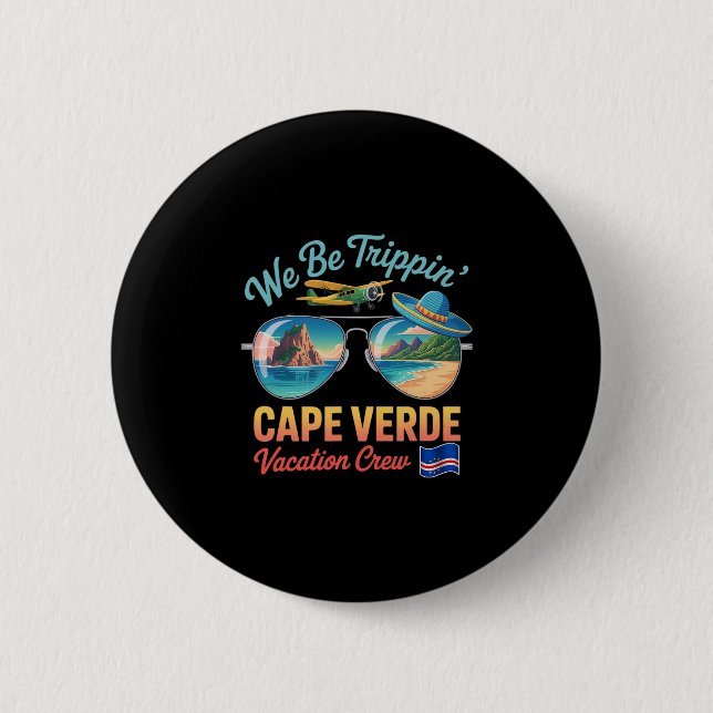 Cape Verde Vacation Cabo Verde Flag Pride Verdian  Button (Front)
