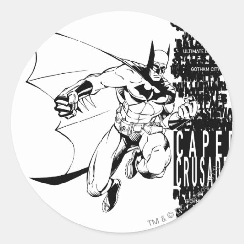 Caped Crusader Sketch Classic Round Sticker