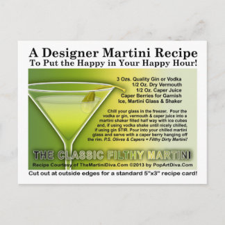 Caper Berry Filthy Martini Recipe Postcard