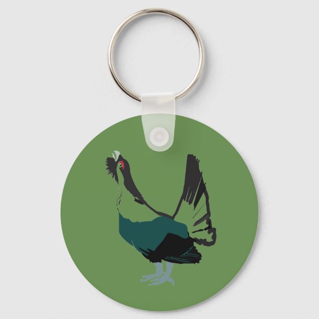 Capercaillie bird  Art  Basic Button Key Ring (Front)