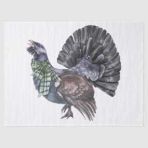Capercaillie Tartan Scalf Highland Watercolor Tissue Paper