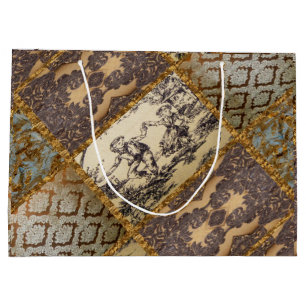 Capetian Elegant Quilt 15 Old Vintage French Large Gift Bag