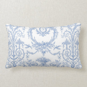 Capetian Toile blueberry Lumbar Pillow