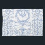 Capetian Toile blueberry Towel<br><div class="desc">A classic 18th C inspired Rococo toile in faded blueberry blue on fresh white.</div>