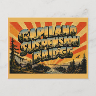 Capilano Suspension Bridge River Rainforest Art Postcard