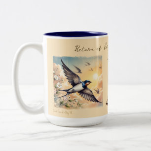 Capistrano Barn Swallows in Golden Sunset 15 oz Two-Tone Coffee Mug
