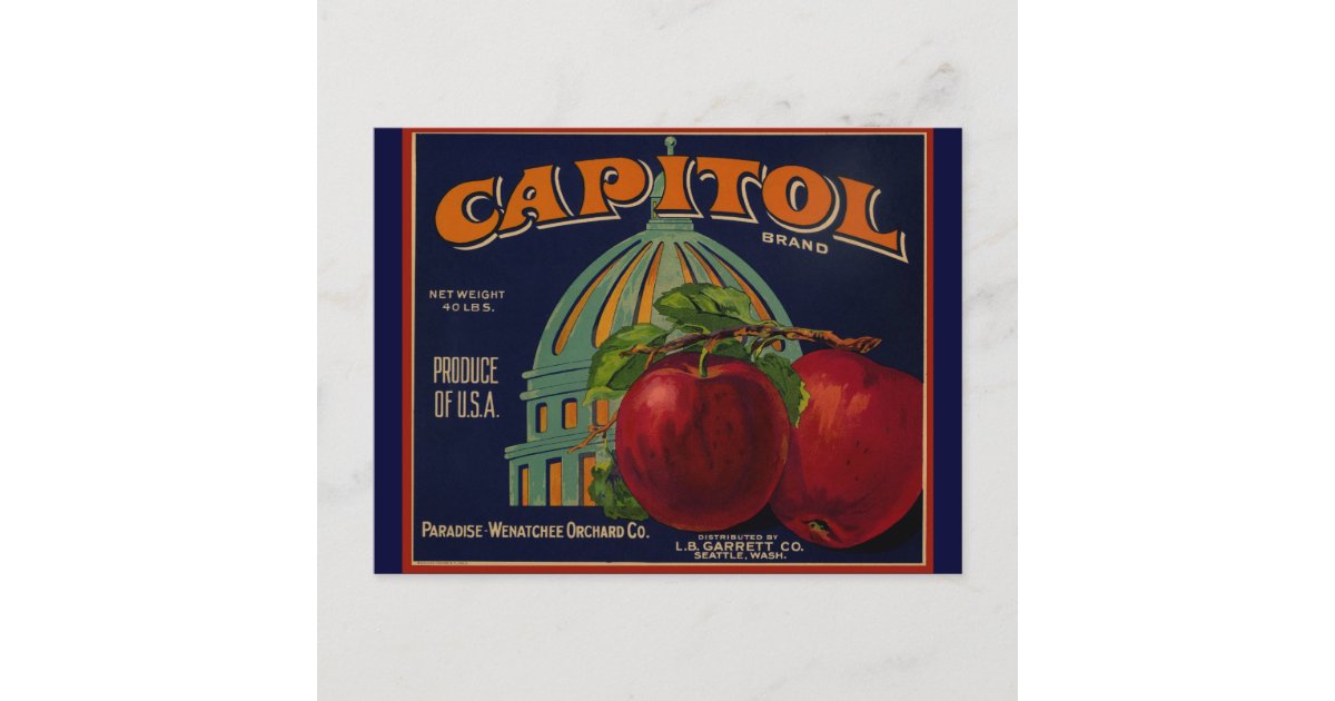 Capital Apple Label Sacramento Postcard | Zazzle
