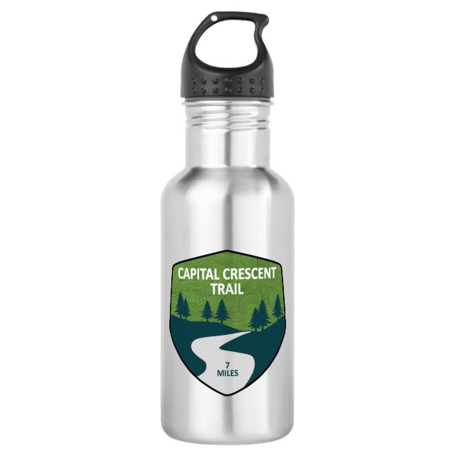 Capital Crescent Trail Stainless Steel Water Bottle (Front)