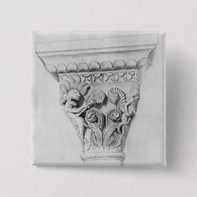 Capital illustrating the vice of despair pinback button (Front)