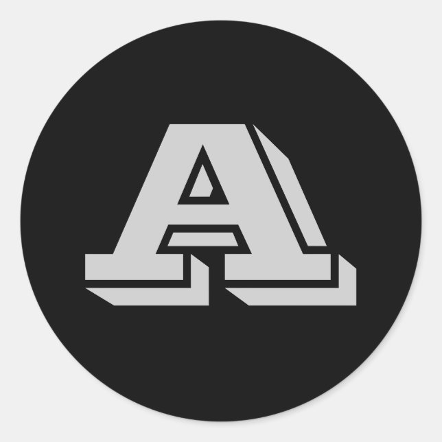 Capital Letter A Large Round Stickers by Janz (Front)