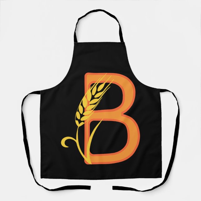 Capital letter B floral monogram Apron (Front)