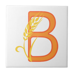 Capital letter B floral monogram Ceramic Tile
