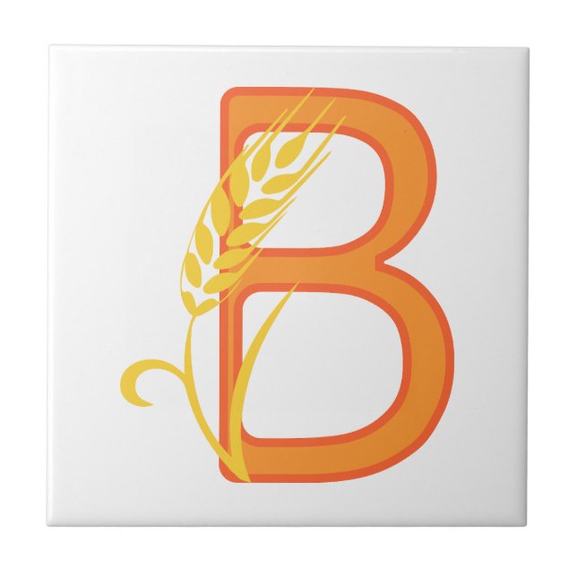 Capital letter B floral monogram Ceramic Tile (Front)