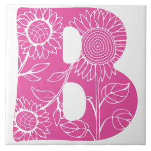 Capital letter B floral monogram Ceramic Tile