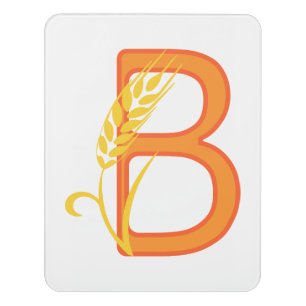 Capital letter B floral monogram Door Sign