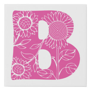 Capital letter B floral monogram Faux Canvas Print