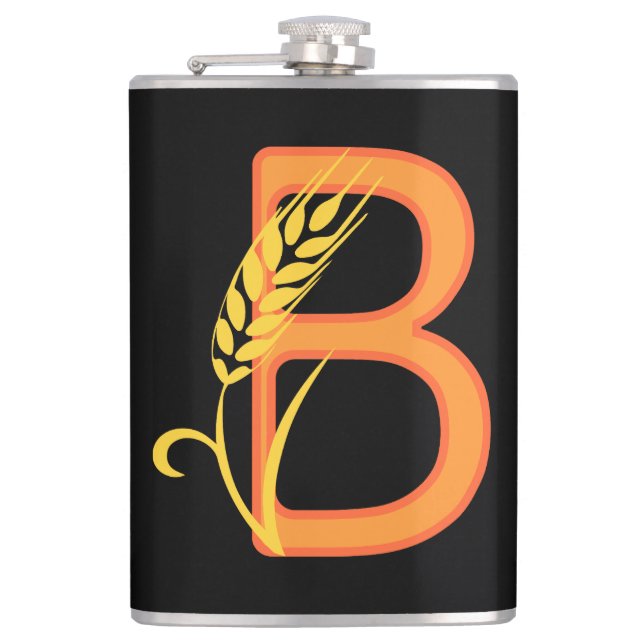 Capital letter B floral monogram Flask (Front)
