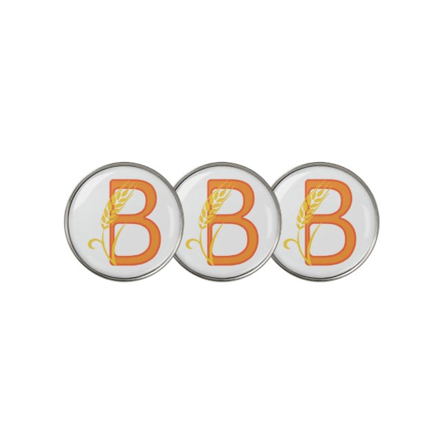 Capital letter B floral monogram Golf Ball Marker (3 Up)