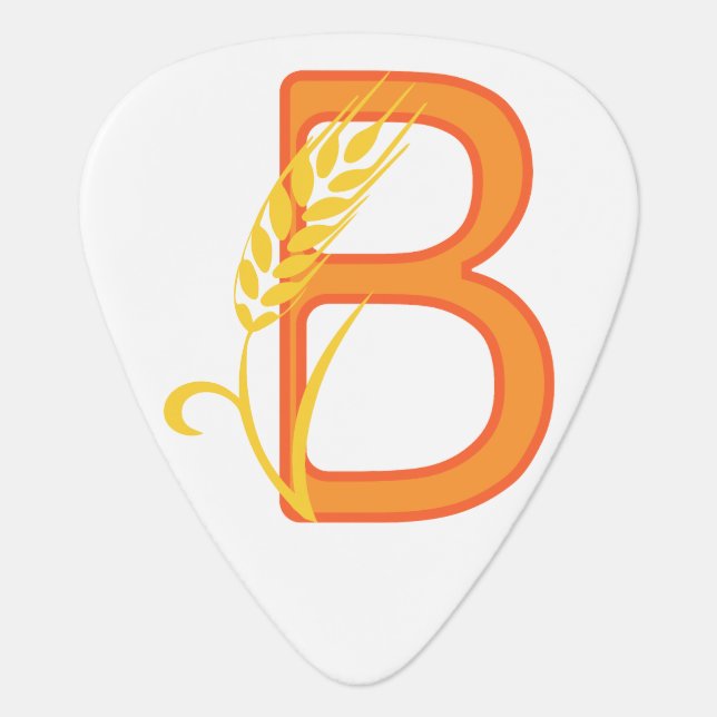 Capital letter B floral monogram Guitar Pick (Front)