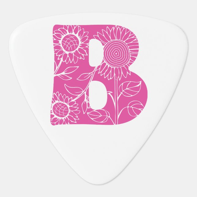 Capital letter B floral monogram Guitar Pick (Front)