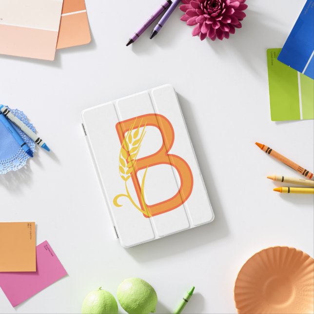 Capital letter B floral monogram iPad Mini Cover (In Situ)