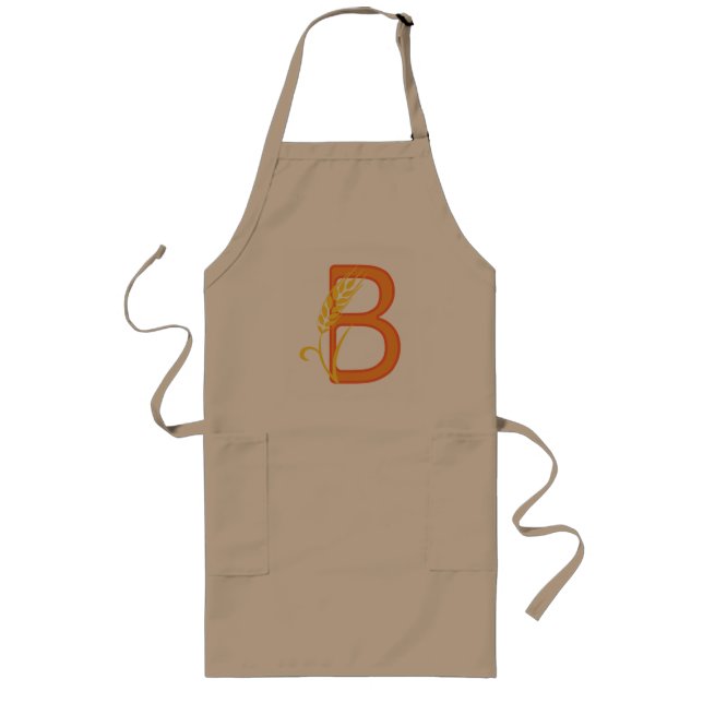 Capital letter B floral monogram Long Apron (Front)