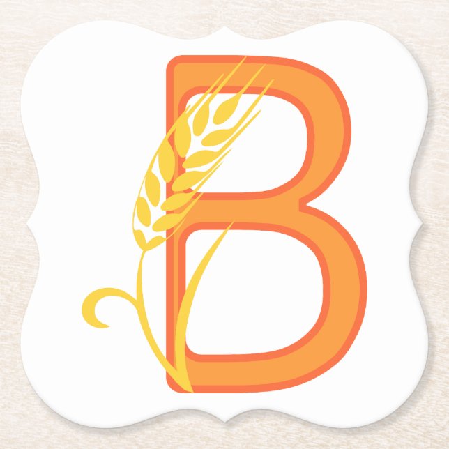Capital letter B floral monogram Paper Coaster (Front)