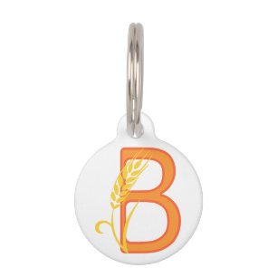 Capital letter B floral monogram Pet ID Tag