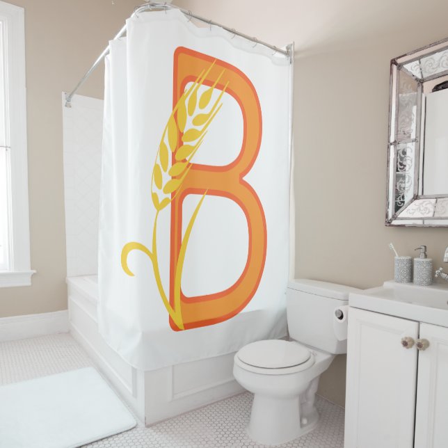 Capital letter B floral monogram Shower Curtain (In Situ)
