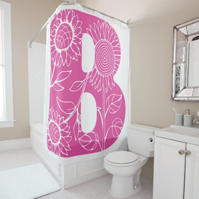 Capital letter B floral monogram Shower Curtain (In Situ)
