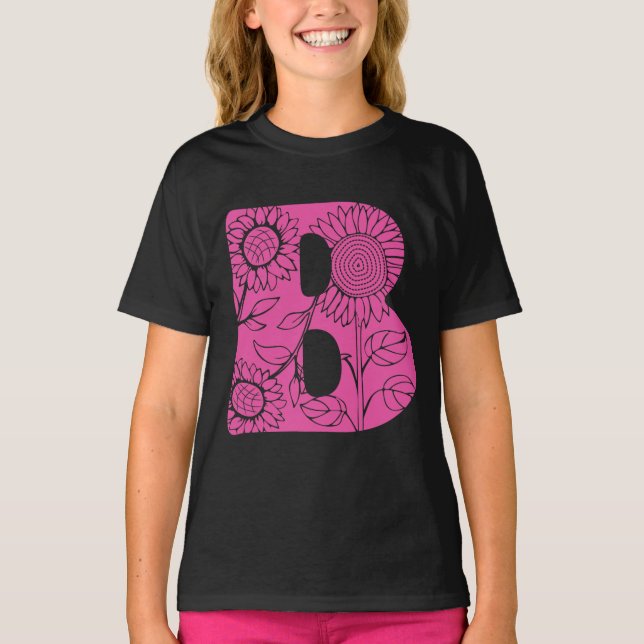 Capital letter B floral monogram T-Shirt (Front)